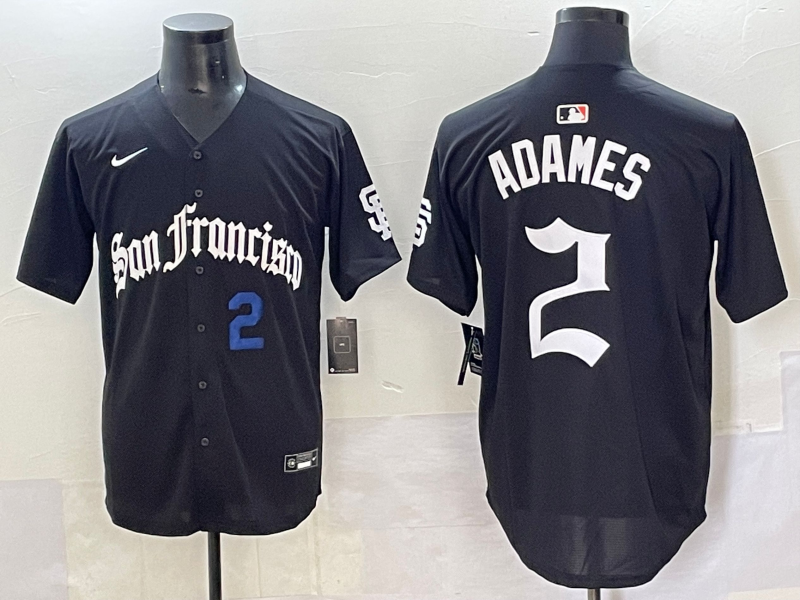 Men 2025 San Francisco Giants #2 Adames Black Five generations Joint Name Nike MLB Jersey->san francisco giants->MLB Jersey